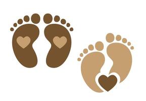 baby footprint , footsteps, Baby Feet Hearts,  vector illustration.