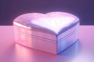 AI generated Heart shaped pastel glowing gift box. Generate ai photo