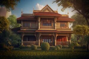 AI generated Dream house Indian style. Generate ai photo