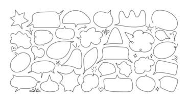 Sketch Speech and emphasis shape set. Hand drawn highlight and bubble, sparkle element. Vector Doodle illustration.