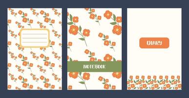 Cover page of Notebook templates. Universal floral layouts for exercise book. Spring bright planner with Flowers. Vector design in flat style.