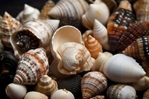 AI generated Seashells ocean closeup photo. Generate Ai photo