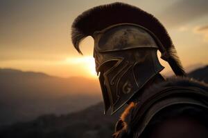 AI generated Spartan warrior portrait. Generate Ai photo