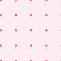 Seamless pattern with candy lollipop. Hand drawn flat vector illustration on pink background. Great for celebration, party and birthday themes