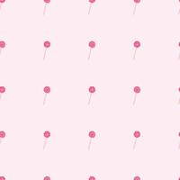 Seamless pattern with candy lollipop. Hand drawn flat vector illustration on pink background. Great for celebration, party and birthday themes