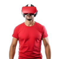 AI generated Man Wearing VR Headset on transparent background PNG image