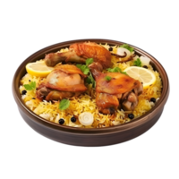 AI generated chicken biryani on transparent background PNG image