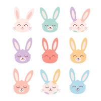 Colorful bunnies collection. Easter bunny. Nursery minimalist stickers vector