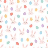 Easter bunny with Easter eggs seamless pattern. White rabbit, painted eggs. Happy Easter. Vector illustration