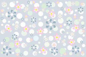 Illustration, pattern of flower with circle on light grey color background. vector