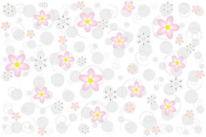 Illustration, pattern of flower with circle and line on white background. vector