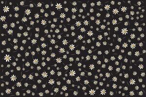 Illustration pattern of flower with white line on black background. vector