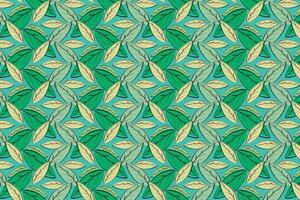 Illustration pattern of leaf on green background. vector