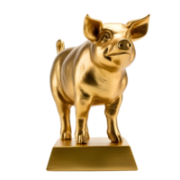 AI generated Golden pig statue on transparent background PNG image