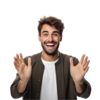 AI generated Man Waving Hand and Smiling on transparent background PNG image