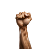 AI generated fist raised on transparent background PNG image