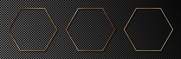 Gold glowing hexagon frame vector