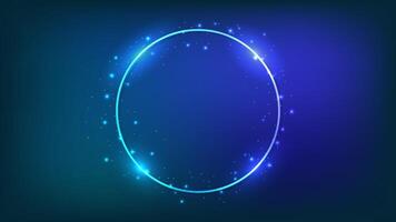 Neon round frame with shining effects vector