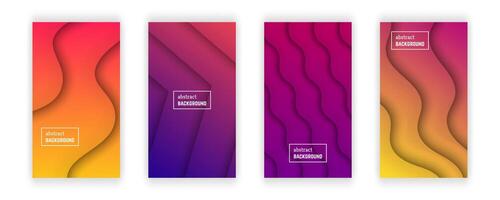 Abstract minimal gradient geometric background.  Set of four wave layer shape for banner, templates, cards. Vector illustration.