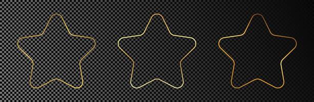 Gold glowing rounded star shape frame vector