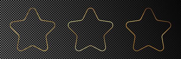 Gold glowing rounded star shape frame vector