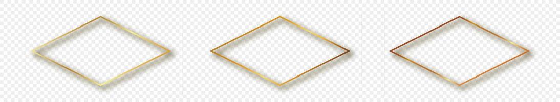 Gold glowing rhombus  shape frame vector