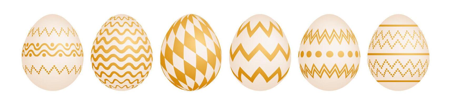 Set of six gold Easter eggs
