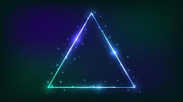 Neon triangular frame with shining effects vector