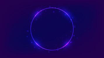 Neon round frame with shining effects vector