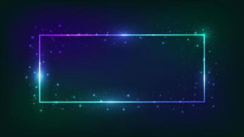 Neon rectangular frame with shining effects vector