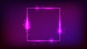 Neon square frame with shining effects vector