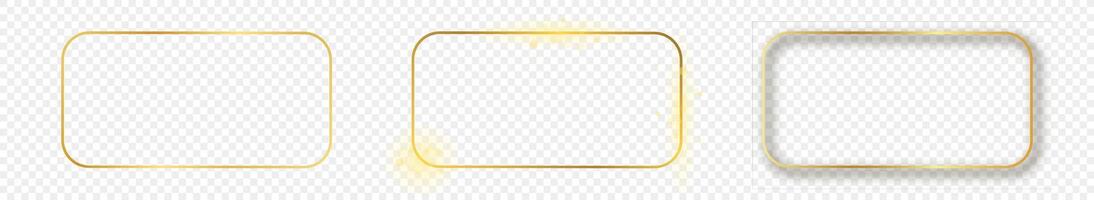 Gold glowing rounded rectangular frame vector