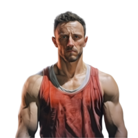 AI generated portrait of man doing gym workout on transparent background PNG image