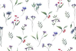 Seamless watercolor  floral pattern. Hand drawn illustration isolated on pastel background. Vector EPS.