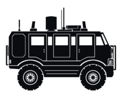 Commercial Van silhouette. Black icon. Transportation, delivery symbols, pictogram. PNG Illustration.