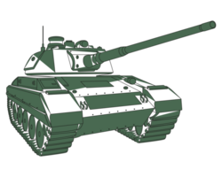 Main battle tank green doodle. Armored fighting vehicle. Special military transport. PNG illustration.
