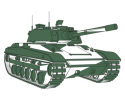 Main battle tank green doodle. Armored fighting vehicle. Special military transport. PNG illustration.