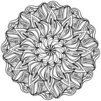Outline mandala with ornate patterns, coloring page for design or creativity vector