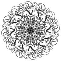 Meditative mandala with circles and lines, outline coloring page for activity vector