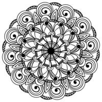 mandala con remolinos y decorativo elementos, colorante página para niños y adulto creatividad vector