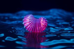 ai generado corazón conformado concha flotante en agua. generar ai foto