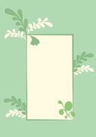 Soft green background for spring card with green leaves and space for text. Vertical. Vector