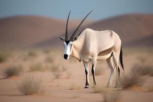 AI generated Oryx antelope wild environment. Generate ai photo