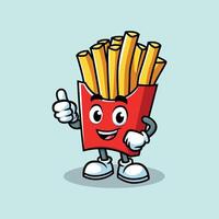 cute french fries cartoon with thumbs up vector