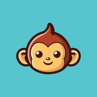 Cute Monkey Face Cartoon Vector Icon Illustration Animal Nature Icon Concept Isolated