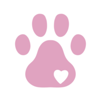 Paw print icon with a heart transparent backgorund, isolated png