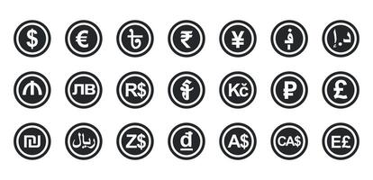 Set of money currencies of different countries of the world. vector