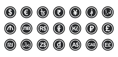 Set of money currencies of different countries of the world. vector