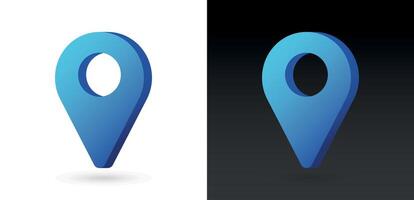 3D Realistic blue color location map pin GPS pointer markers vector illustration for destination.