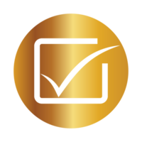 golden check mark icon circle gold certification seal png